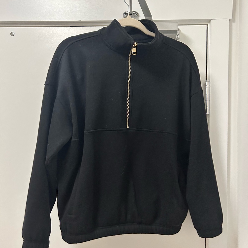 OVERSIZED HALF ZIP - XS/S- BLACK